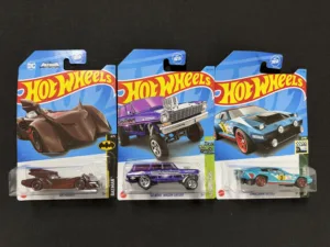 Hot Wheels Carded Vehicles Lot – Batmobile, '64 Nova Wagon Gasser, Dimachinni Veloce