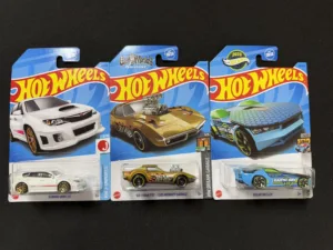 Hot Wheels Carded Vehicles Lot – Subaru WRX STI, '68 Corvette (Gas Monkey Garage), Solar Reflex