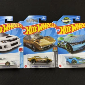 Hot Wheels Carded Vehicles Lot – Subaru WRX STI, '68 Corvette (Gas Monkey Garage), Solar Reflex