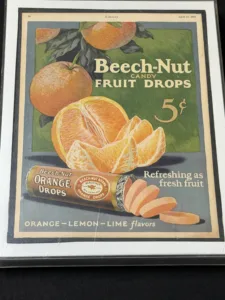 Framed Beech-Nut Fruit Drops Advertising Print