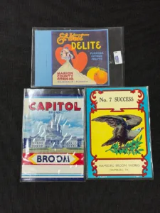 Vintage Advertising Labels Lot – El-West Delite, Capitol Broom, No. 7 Success