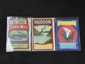 Vintage Advertising Labels Lot – No. 540 Corn Mill, Hudson, Floral Label