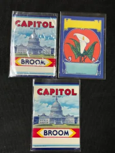 Vintage Capitol Broom and Floral Labels Lot