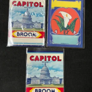 Vintage Capitol Broom and Floral Labels Lot