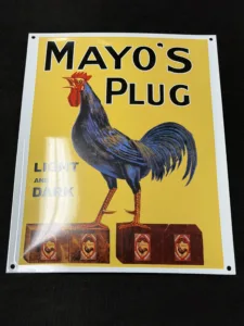 Mayo's Plug Light and Dark Tobacco Metal Sign