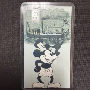 Mickey Mouse Steamboat Willie 1 Gram .999 Fine Silver Bar Card