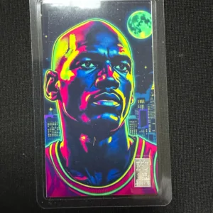 Michael Jordan Neon Portrait 1 Gram .999 Fine Silver Bar Card